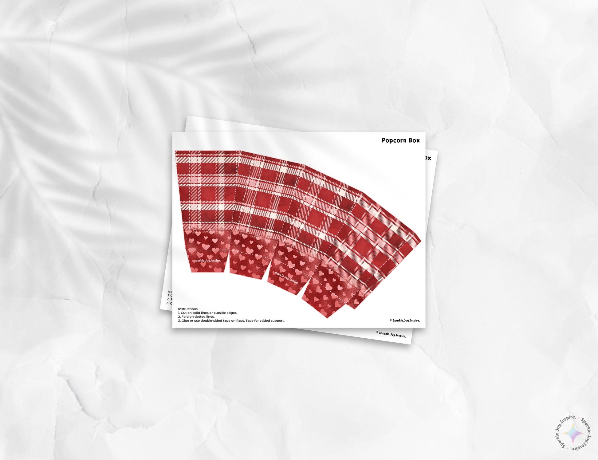 Valentine Flannel Popcorn Box Paper Craft Printable Paper Crafts