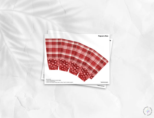 Valentine Flannel Popcorn Box Paper Craft Printable Paper Crafts