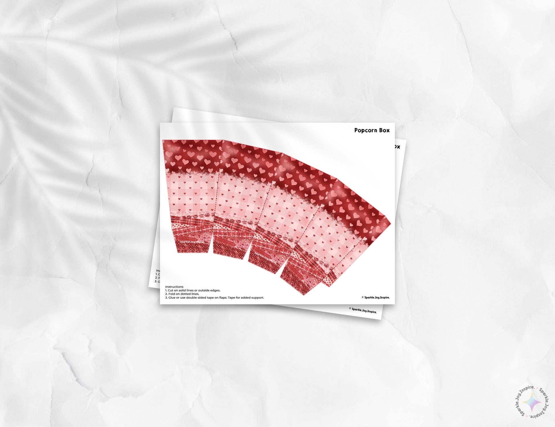 Valentine Flannel Popcorn Box Paper Craft Printable Paper Crafts