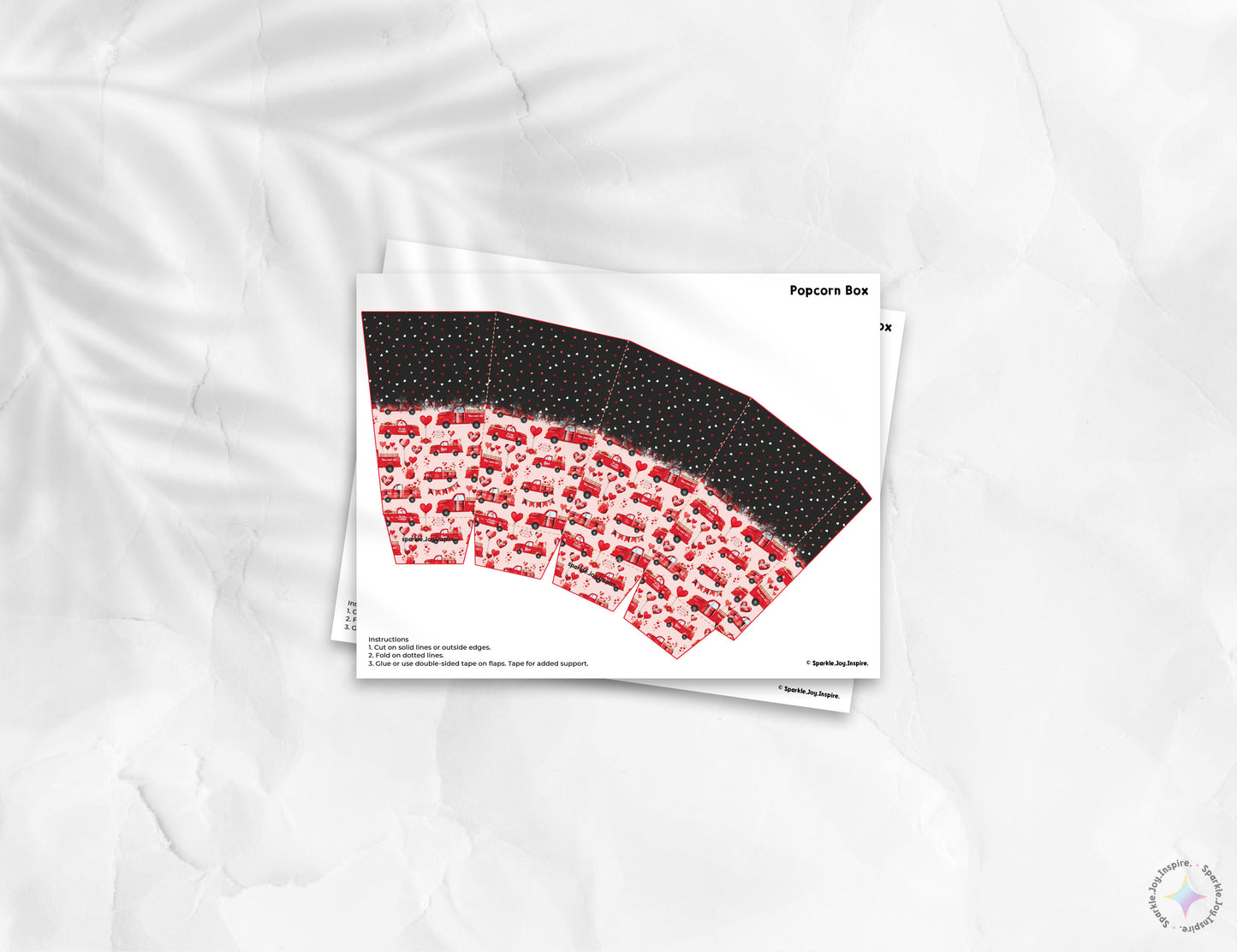 Valentine Trucks Popcorn Box Paper Craft Printable Paper Crafts