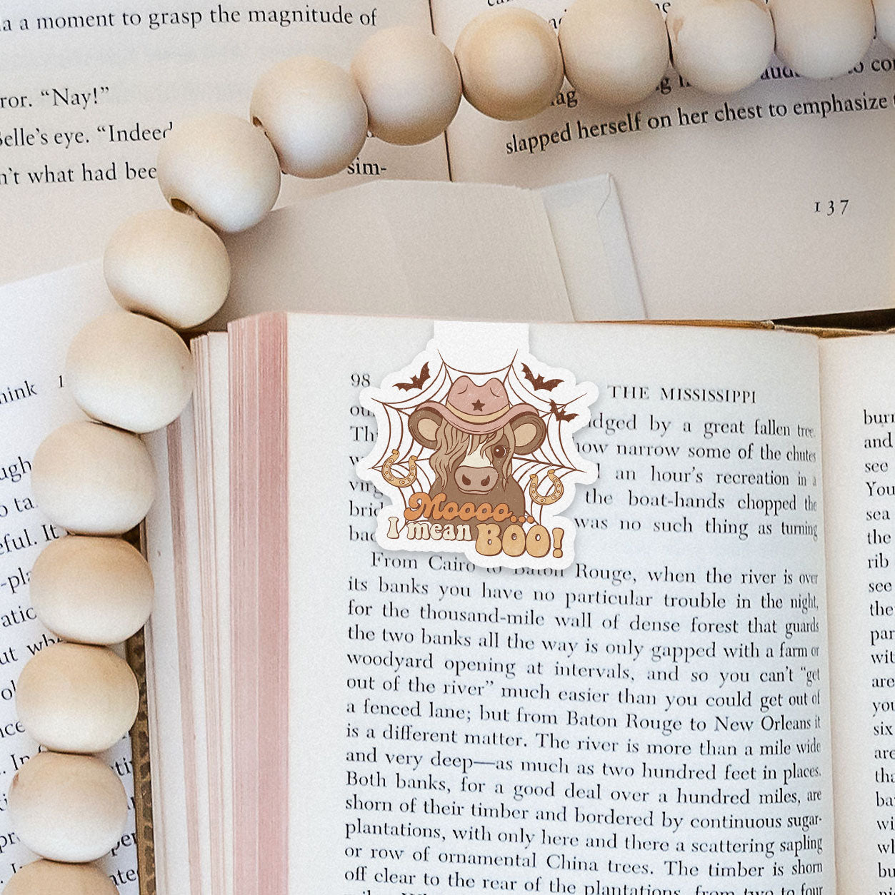 Moooo... I Mean Boo Howdy Western Halloween Magnetic Bookmark