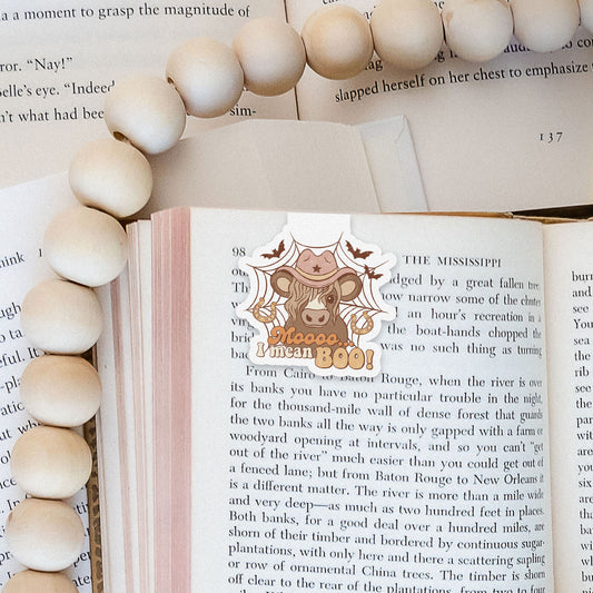 Moooo... I Mean Boo Howdy Western Halloween Magnetic Bookmark
