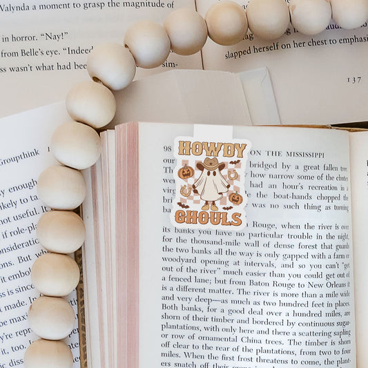 Howdy Ghouls Checkered Howdy Western Halloween Magnetic Bookmark