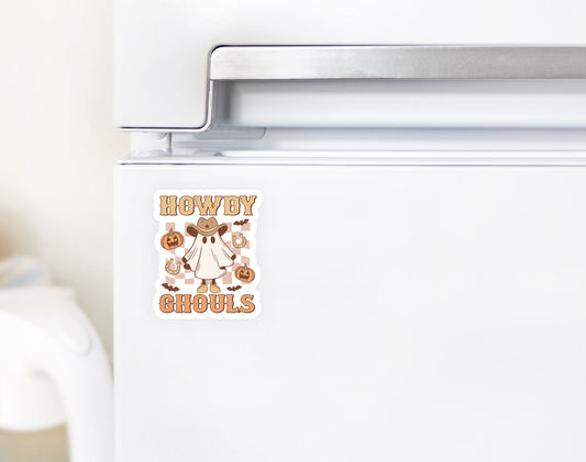 Howdy Ghouls Checkered Howdy Western Halloween Magnet