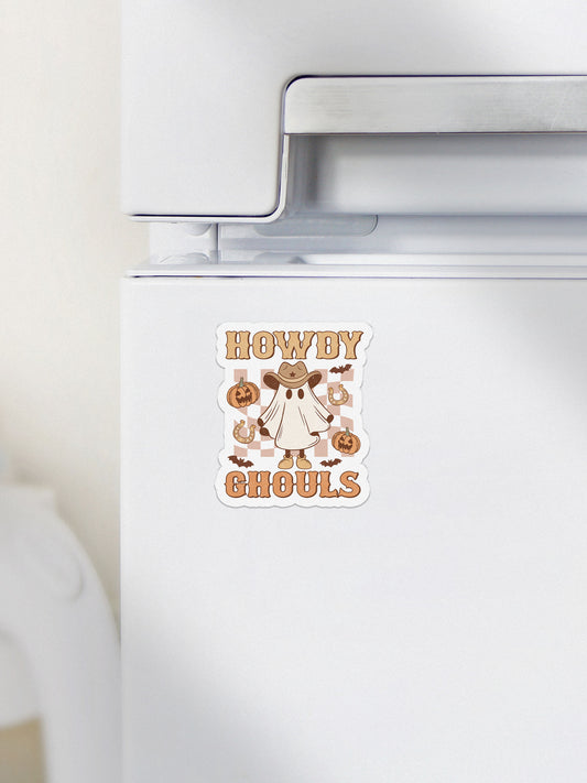 Howdy Ghouls Checkered Howdy Western Halloween Magnet
