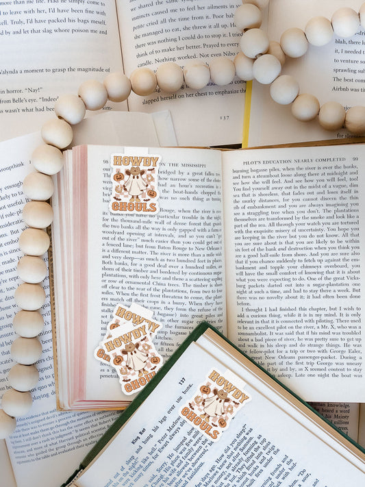 Howdy Ghouls Checkered Howdy Western Halloween Magnetic Bookmark