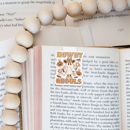 Howdy Ghouls Checkered Howdy Western Halloween Magnetic Bookmark