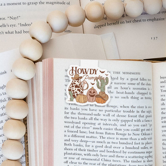 Howdy Pumpkin Cowboy Howdy Western Halloween Magnetic Bookmark