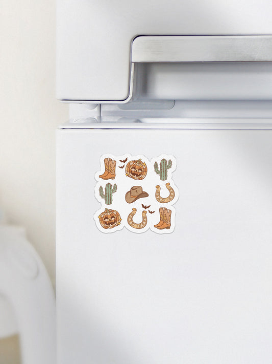Pumpkin Boots Collage Howdy Western Halloween Magnet